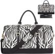 large weekender bag for women - zebra stripe travel duffel w/ wet pocket, clearance perfect for travel/birthday/mother's day gift! logo