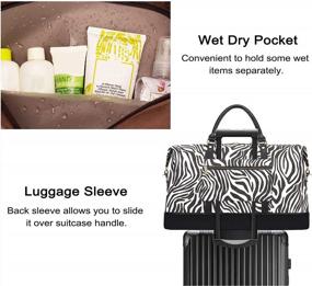 img 2 attached to Large Weekender Bag For Women - Zebra Stripe Travel Duffel W/ Wet Pocket, Clearance Perfect For Travel/Birthday/Mother'S Day Gift!