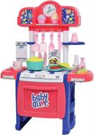 get cooking with baby alive: interactive kitchen set with 21 play pieces, real working water pump and sink logo
