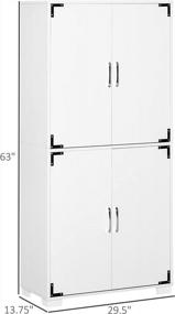 img 2 attached to Industrial Style 4-Door Cabinet Pantry Cupboard With Storage Shelves In White For Bedroom And Living Room By HOMCOM