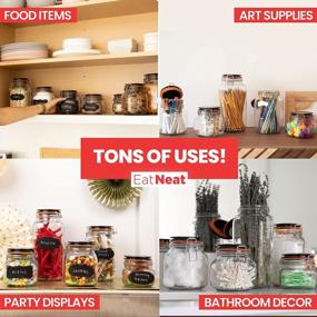 img 1 attached to EatNeat 5-Piece Airtight Glass Kitchen Canisters: 68, 51, 34, 27 & 17 Oz Mason Jars For Food Storage & Organization
