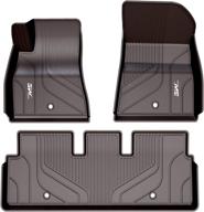 🚗 tesla model 3 (2019-2022) tpe all weather floor mats - custom fit liners for 1st and 2nd row full set - black logo