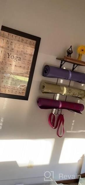 img 1 attached to Wall-Mounted Yoga Mat Holder With Wood Shelves And Hooks For Storage Of Exercise Mats, Foam Rollers, And Resistance Bands At Home Gym And Fitness Classes review by Jimmy Franklin