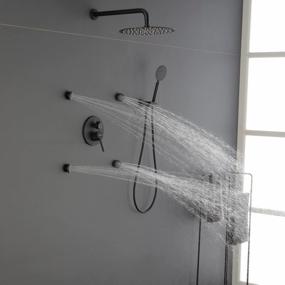 img 4 attached to 12 Inch Black Rain Shower System With 4 Body Jets, Wall Mounted Faucet Set & Full-Body Spray Jet - Artbath Shower Jets System