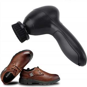 img 4 attached to Электрический набор для полировки обуви - 4 сменных щетки для чистки и обслуживания обуви, сумок, диванов - портативный инструмент для ухода за кожей (черный)