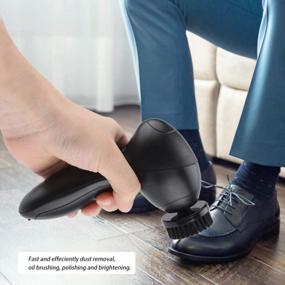 img 3 attached to Электрический набор для полировки обуви - 4 сменных щетки для чистки и обслуживания обуви, сумок, диванов - портативный инструмент для ухода за кожей (черный)
