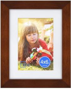 img 4 attached to RPJC 6X8" Solid Wood Picture Frame W/ HD Glass - Display 4X6 Or 6X8 Photos On Wall - Brown
