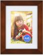 rpjc 6x8" solid wood picture frame w/ hd glass - display 4x6 or 6x8 photos on wall - brown logo