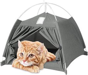 img 2 attached to 🏕️ Versatile Washable Pet Tent Bed: Removable Non-Slip Soft Pad Nest for Indoor Cats, Small Dogs, and Kittens