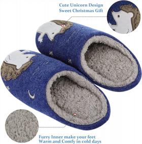 img 2 attached to Keep Your Kids Feet Cozy And Dry With Cute Unicorn House Slippers - Waterproof And Fuzzy Indoor Animal Slippers