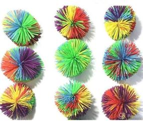 img 4 attached to 🌈 FENDIDI Pack of 9 Colorful Stringy Balls - Sensory Fidget Set with Rainbow Pom Ball