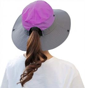 img 3 attached to T WILKER Girls Kids Sun Hat Summer Play Beach Bucket Cap Wide Brim UV Protection With Ponytail Hole And Drawstring