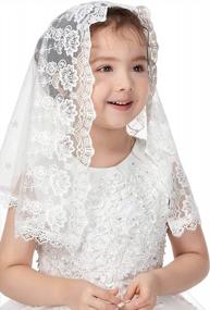 img 4 attached to Catholic Baptism Veil For Girls, Lace Chapel Mantilla Veils With D Shape, First Communion Latin Mass Church Veil