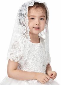 img 2 attached to Catholic Baptism Veil For Girls, Lace Chapel Mantilla Veils With D Shape, First Communion Latin Mass Church Veil