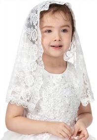 img 3 attached to Catholic Baptism Veil For Girls, Lace Chapel Mantilla Veils With D Shape, First Communion Latin Mass Church Veil