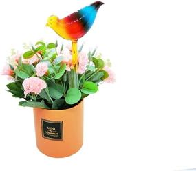 img 2 attached to Шарики для полива растений, 2 шт. в упаковке, автоматические капельницы для полива - Artkingdome Luxury Forged Glass Rainbow Bird Design для цветочных домашних растений