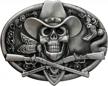 ride into the wild west with quke cowboy skull buckle and rifles guns design logo