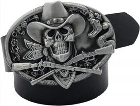 img 3 attached to Ride Into The Wild West With QUKE Cowboy Skull Buckle And Rifles Guns Design