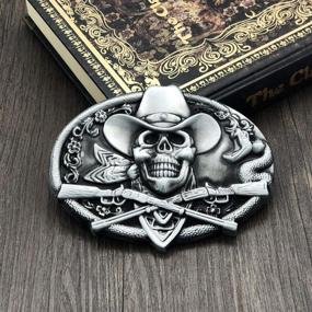 img 2 attached to Ride Into The Wild West With QUKE Cowboy Skull Buckle And Rifles Guns Design