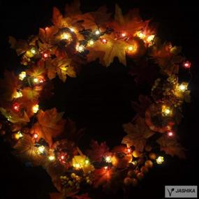 img 2 attached to JASHIKA Fall Harvest Mini Maple String Light, осенние листья 10 футов 40 светодиодов с батарейным питанием и пультом дистанционного управления для украшения дома венок на День Благодарения