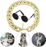 🕶️ legendog cat glasses set: 2pcs cat sunglasses with gold chain - fashionable pet sunglasses and adjustable chain for cats and small dogs логотип