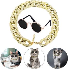 img 4 attached to 🕶️ Legendog Cat Glasses Set: 2pcs Cat Sunglasses with Gold Chain - Fashionable Pet Sunglasses and Adjustable Chain for Cats and Small Dogs