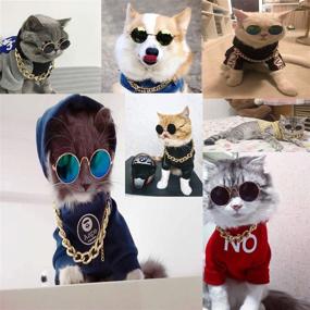 img 2 attached to 🕶️ Legendog Cat Glasses Set: 2pcs Cat Sunglasses with Gold Chain - Fashionable Pet Sunglasses and Adjustable Chain for Cats and Small Dogs