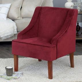 img 3 attached to Velvet Burgundy Swoop Arm Living Room Chairs - HomePop