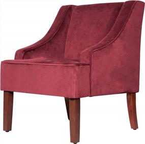 img 1 attached to Velvet Burgundy Swoop Arm Living Room Chairs - HomePop
