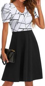 img 4 attached to RANPHEE Women Summer Short Sleeve Flare Business Work Office Church Dresses