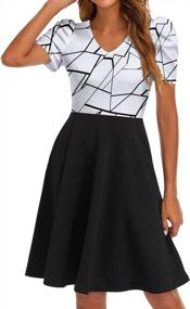img 3 attached to RANPHEE Women Summer Short Sleeve Flare Business Work Office Church Dresses