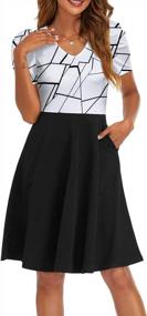 img 1 attached to RANPHEE Women Summer Short Sleeve Flare Business Work Office Church Dresses