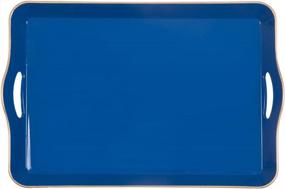 img 4 attached to Royal Blue Melamine Serving Tray With Handles: Modern Decorative Rectangular Plastic Tray For Coffee Table, Large Ottoman Tray For Bedroom And Living Room - 17" X 11.8" X 2