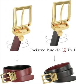 img 1 attached to Women'S Genuine Leather Reversible Belt With Rotatable Buckle, 1-3/8" Wide Dress Or Casual Wear