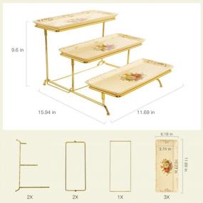 img 3 attached to Floral Porcelain 3 Tiered Serving Stand With Gold Stand For Food Display, Dessert, Cake, Fruit And More - YOLIFE Flowering Shrubs Cream Trays