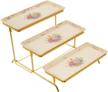 floral porcelain 3 tiered serving stand with gold stand for food display, dessert, cake, fruit and more - yolife flowering shrubs cream trays logo