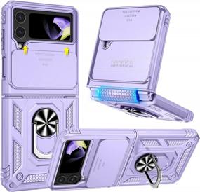 img 4 attached to Protective Case For Samsung Z Flip 4 With Camera Cover, Hinge Protection, Kickstand Ring - Military Grade Shockproof Cover For Samsung Z Flip 4 (2022) - Purple - Goton