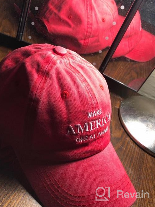 img 1 attached to Vintage Washed Cap Dad Hat With Embroidered 'Make America Great Again' Design For Women By Waldeal In Red review by Christine Foht