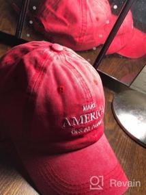 img 6 attached to Vintage Washed Cap Dad Hat With Embroidered 'Make America Great Again' Design For Women By Waldeal In Red