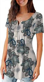 img 3 attached to A.Jesdani Womens Summer Plus Size Tunic Tops Short Sleeve Blouses Casual Floral Henley Shirts