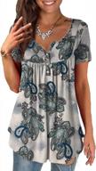 a.jesdani womens summer plus size tunic tops short sleeve blouses casual floral henley shirts logo