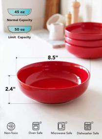 img 3 attached to Подайте стиль и функциональность с помощью набора из больших керамических паста и салатных мисок LE TAUCI в ослепительном красном цвете.