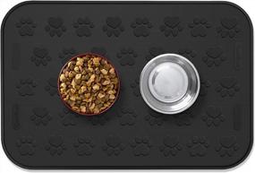 img 3 attached to Waterproof Non-Slip Silicone Pet Feeding Placemat - Black, 19" X 12" - Ideal For Dogs And Cats - By SmithBuilt