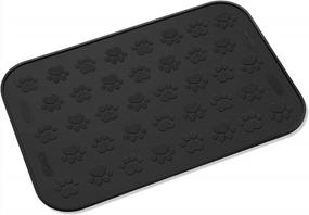 img 4 attached to Waterproof Non-Slip Silicone Pet Feeding Placemat - Black, 19" X 12" - Ideal For Dogs And Cats - By SmithBuilt