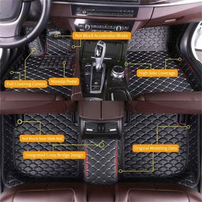 img 4 attached to 🚗 Waterproof Anti-Skid Luxury Leather Full Coverage Custom Car Floor Mats - Black Beige Set for Lacrosse 2004-2008 - SureKit Front & Rear Liner