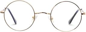 img 2 attached to Retro Round Metal Frame AZorb Blue Light Blocking Glasses For Women And Men In Gold Finish