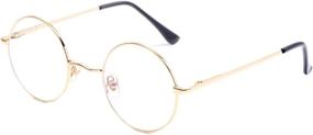 img 4 attached to Retro Round Metal Frame AZorb Blue Light Blocking Glasses For Women And Men In Gold Finish