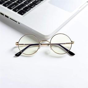 img 1 attached to Retro Round Metal Frame AZorb Blue Light Blocking Glasses For Women And Men In Gold Finish