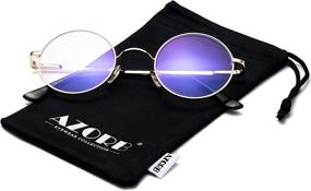 img 3 attached to Retro Round Metal Frame AZorb Blue Light Blocking Glasses For Women And Men In Gold Finish