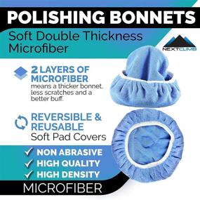 img 3 attached to NextClimb Double Thick Microfiber Bonnet Applicator Pads - Reversible Soft Auto Buffing and Wax Applicator Covers for Car Orbital Buffer Polisher (Medium 7-8 Inches, 3-Pack)